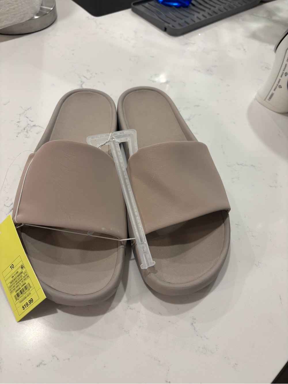 all in motion Neutral Taupe Wide Strap Slide Sandals
